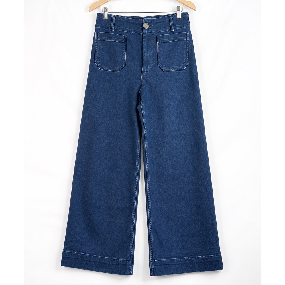 Maeve Anthropologie The Colette Wide Leg Cropped Jeans Dark Wash 29